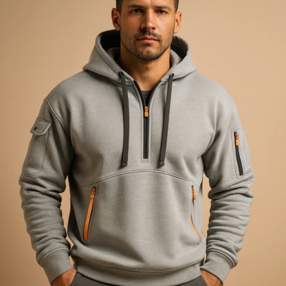 Relaxed Fit Men's Zip Up Hooded Sweater Jacket