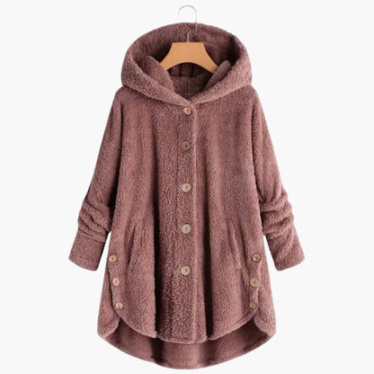Ladies Warm Hooded Coat with Button Front