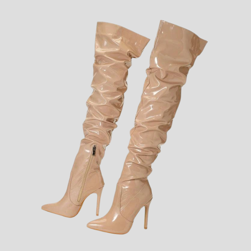 Ladies High 8cm Block Heel Boots - Vossary