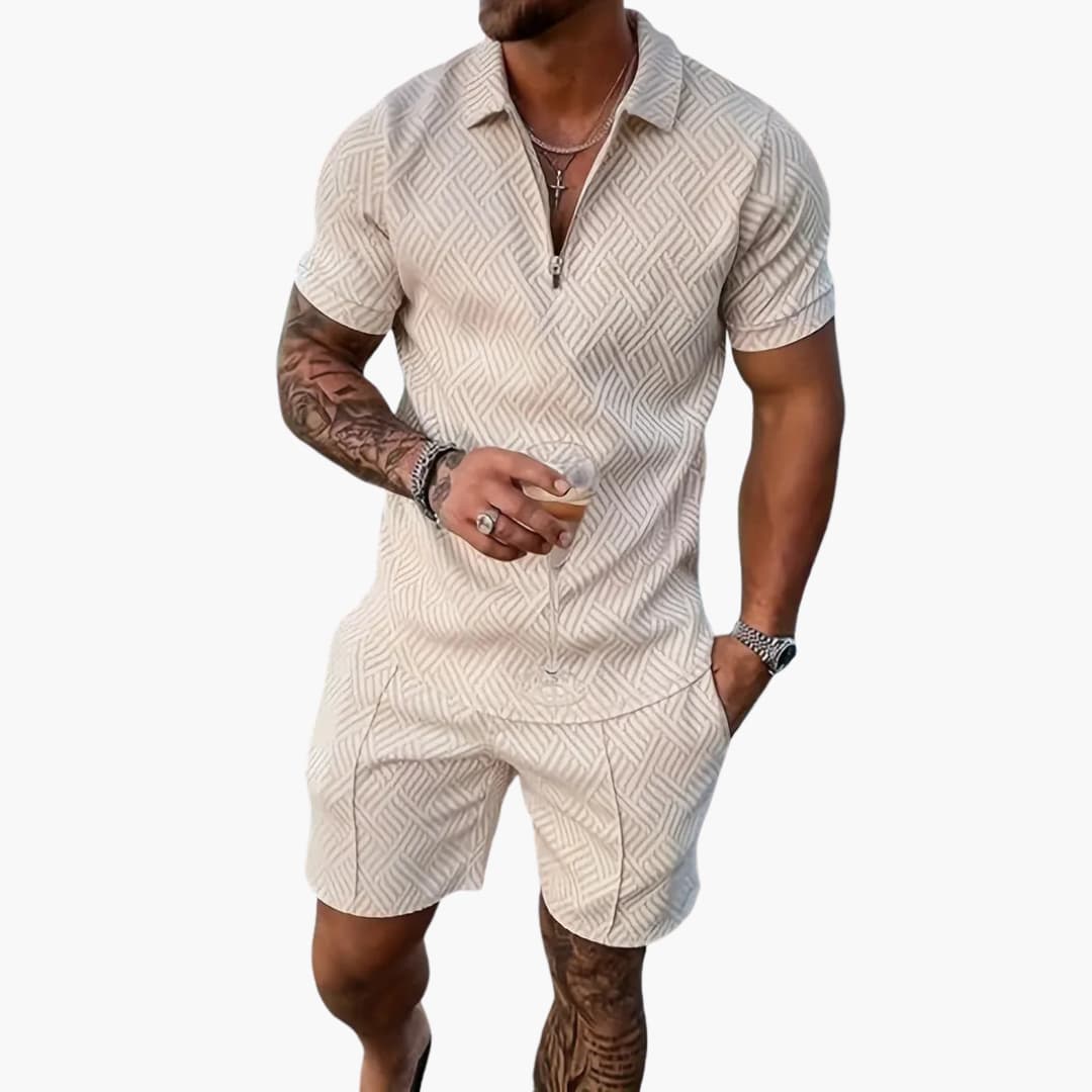 Men's Lightweight Zip Up Shorts Set