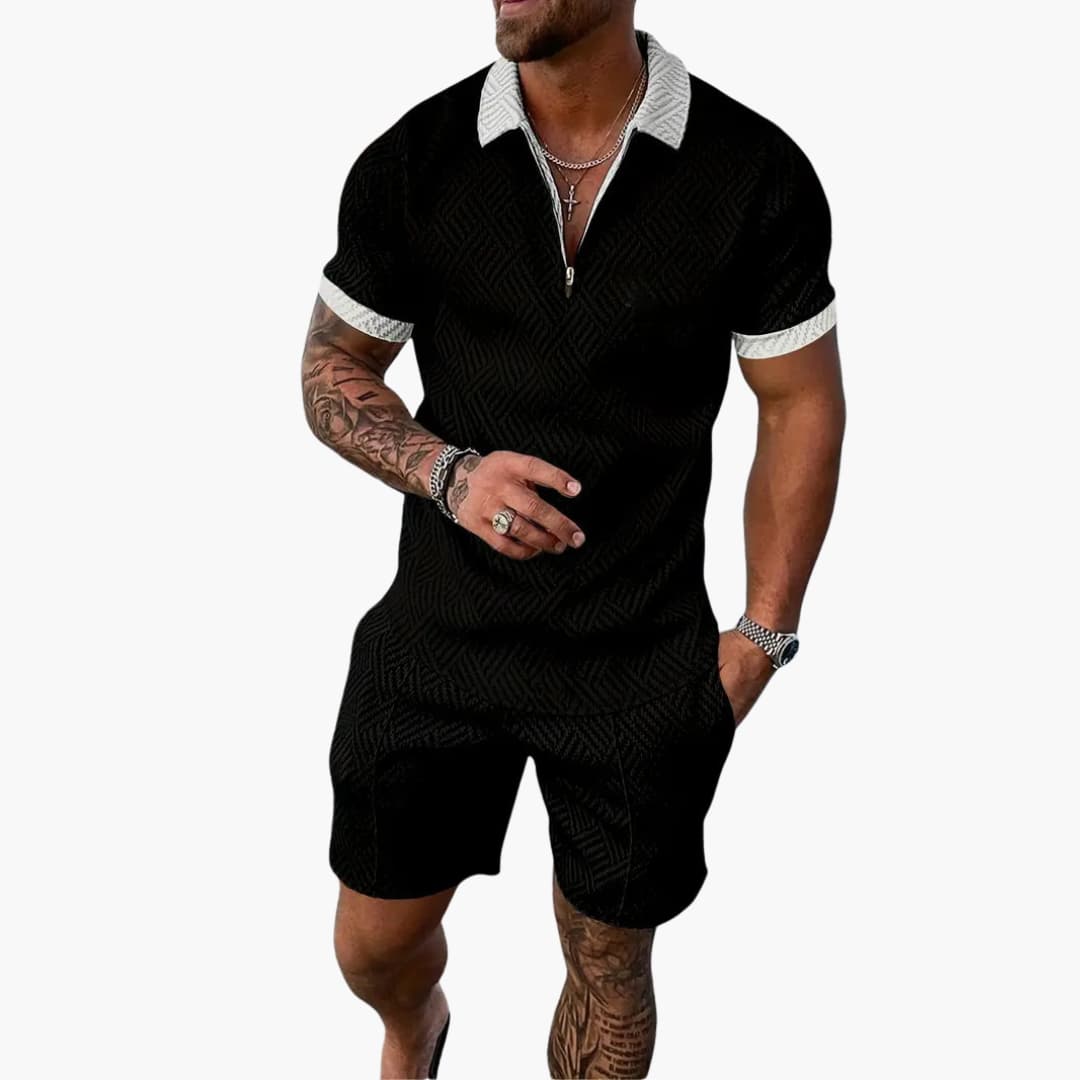 Men's Lightweight Zip Up Shorts Set - Vossary