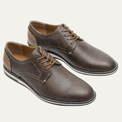 Classic Brown Leather Lace Up Sneakers