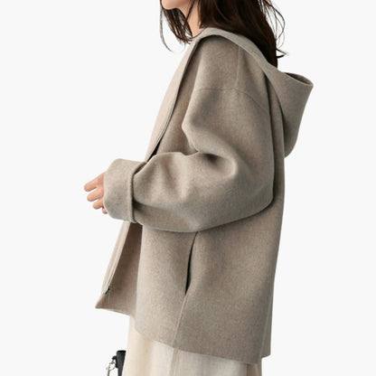 Waterproof Hooded Jacket for Women with Zip Pockets