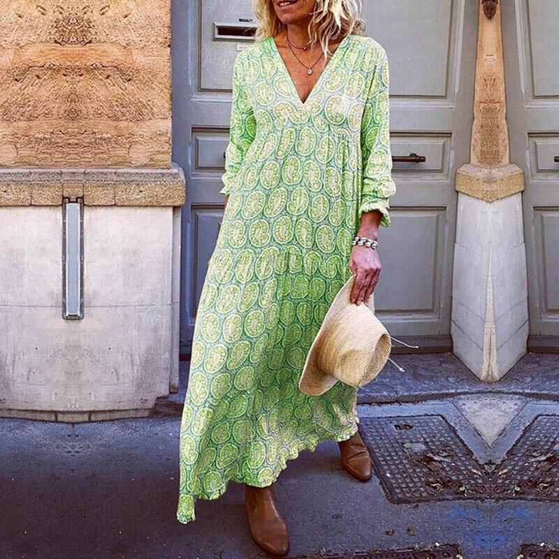 Chic V-Neck Summer Dress with Bold Floral Print