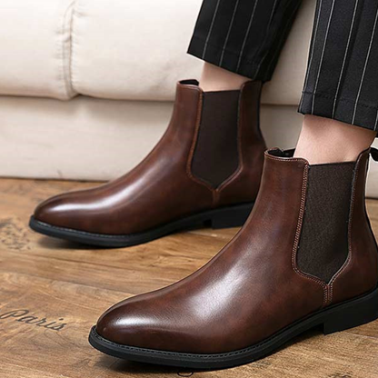 Classic Brown Leather Ankle Boots for Men