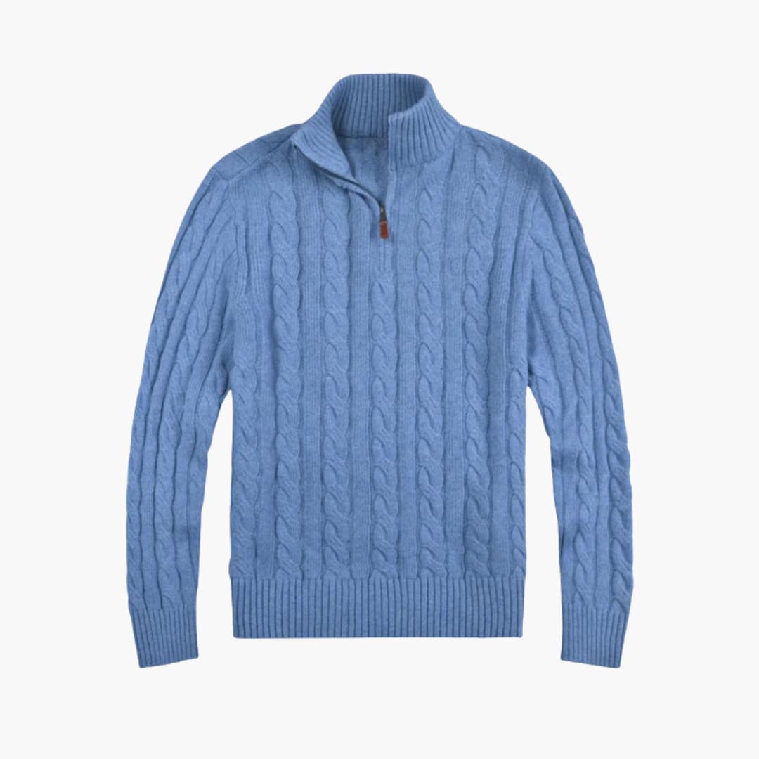 Men's Cable Knit Zip Up Sweater