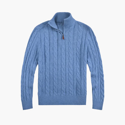 Men's Cable Knit Zip Up Sweater