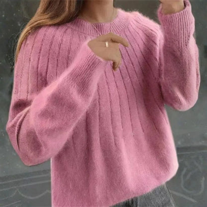 Soft Women's Ribbed Cashmere Crew Sweater