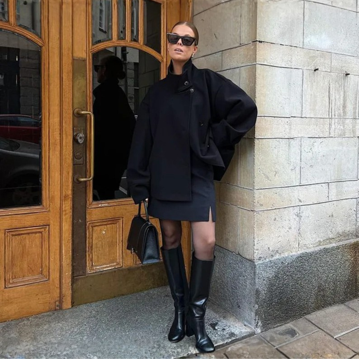 Stylish Long Sleeve Button Coat with Stand Collar - Vossary