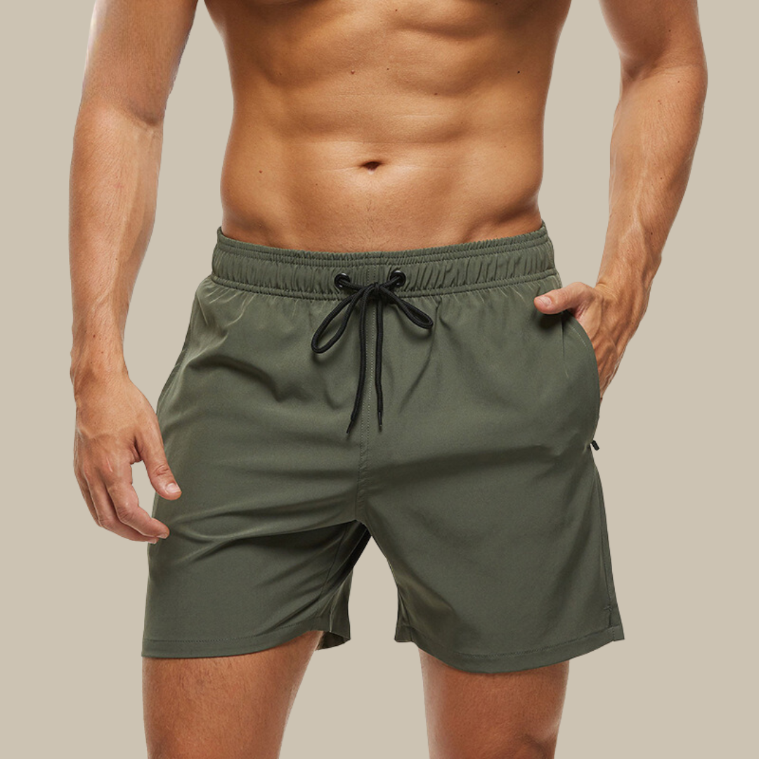 Quick Dry Swim Shorts with Zip Pockets