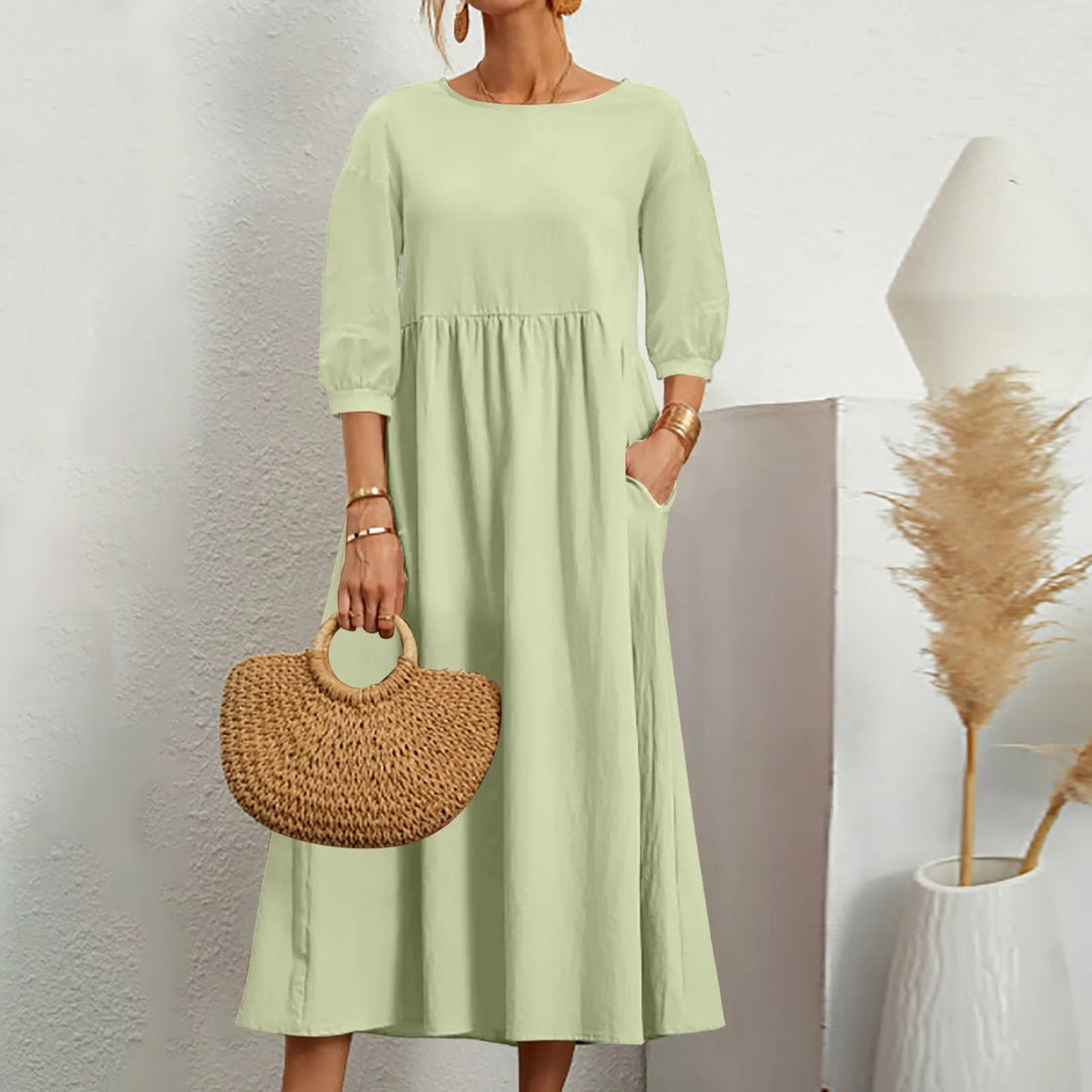 Comfy Relaxed Fit Patchwork Midi Dress
