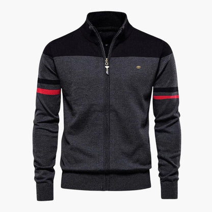 Men's Crew Neck Zip Sweater with Cuffed Bottom