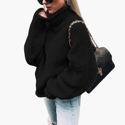 Women's Crew Neck Sweater with Thick Cable Knit