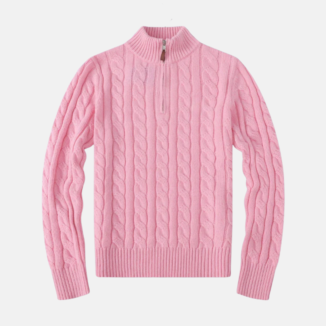 Soft Crew Neck Cable Knit Sweater