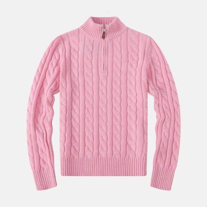 Soft Crew Neck Cable Knit Sweater