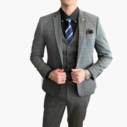 Classic Plaid Three-Piece Suit for Men - Vossary