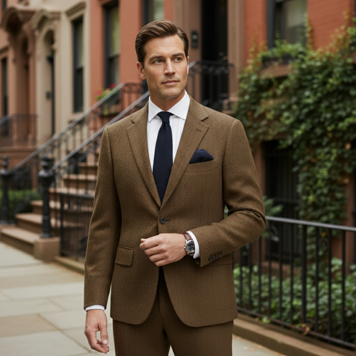 Classic Tan Tweed Blazer Jacket for Men