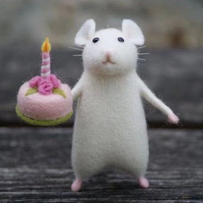 Adorable Felt Pumpkin Mouse Figurine