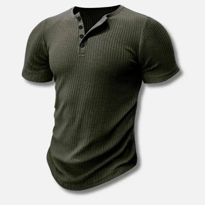 Fitted Mens Henley Tee with Buttons
