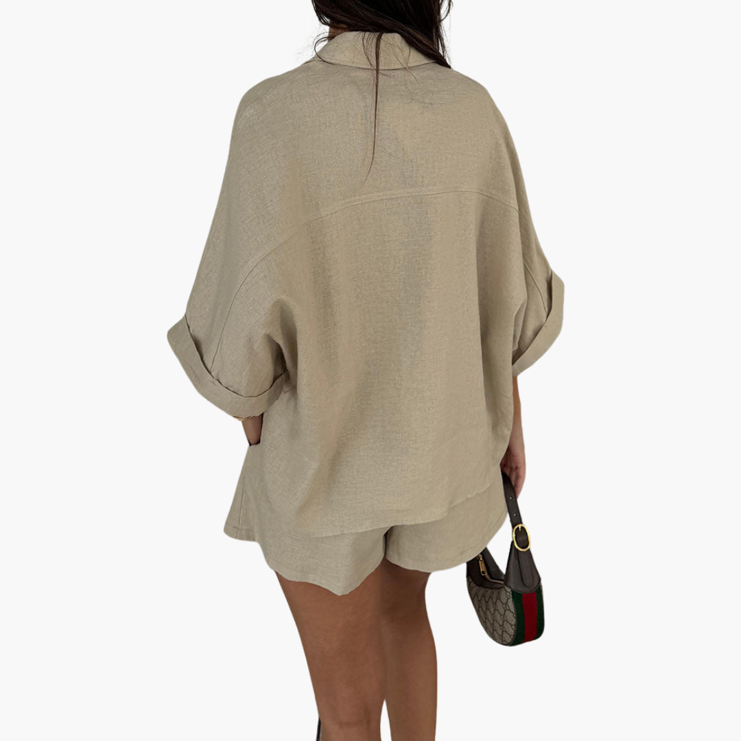 Summer Two Piece Outfit - Women's Top and Shorts