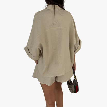 Summer Two Piece Outfit - Women's Top and Shorts