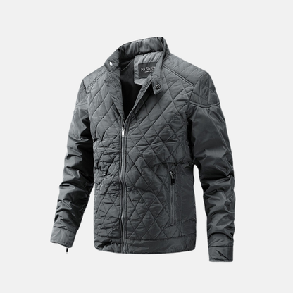 Slim Fit Padded Jacket with Stand Collar and Zip Front