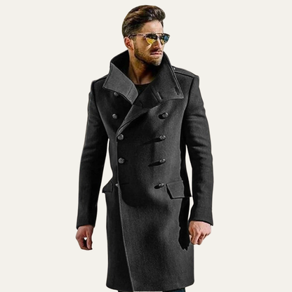 Classic Double Breasted Mens Wool Overcoat