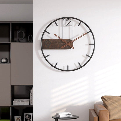 Stylish Metal and Wood Wall Clock