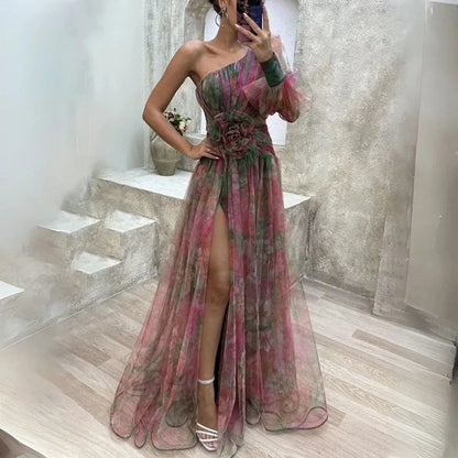 Chic Off Shoulder High Low Maxi Dress