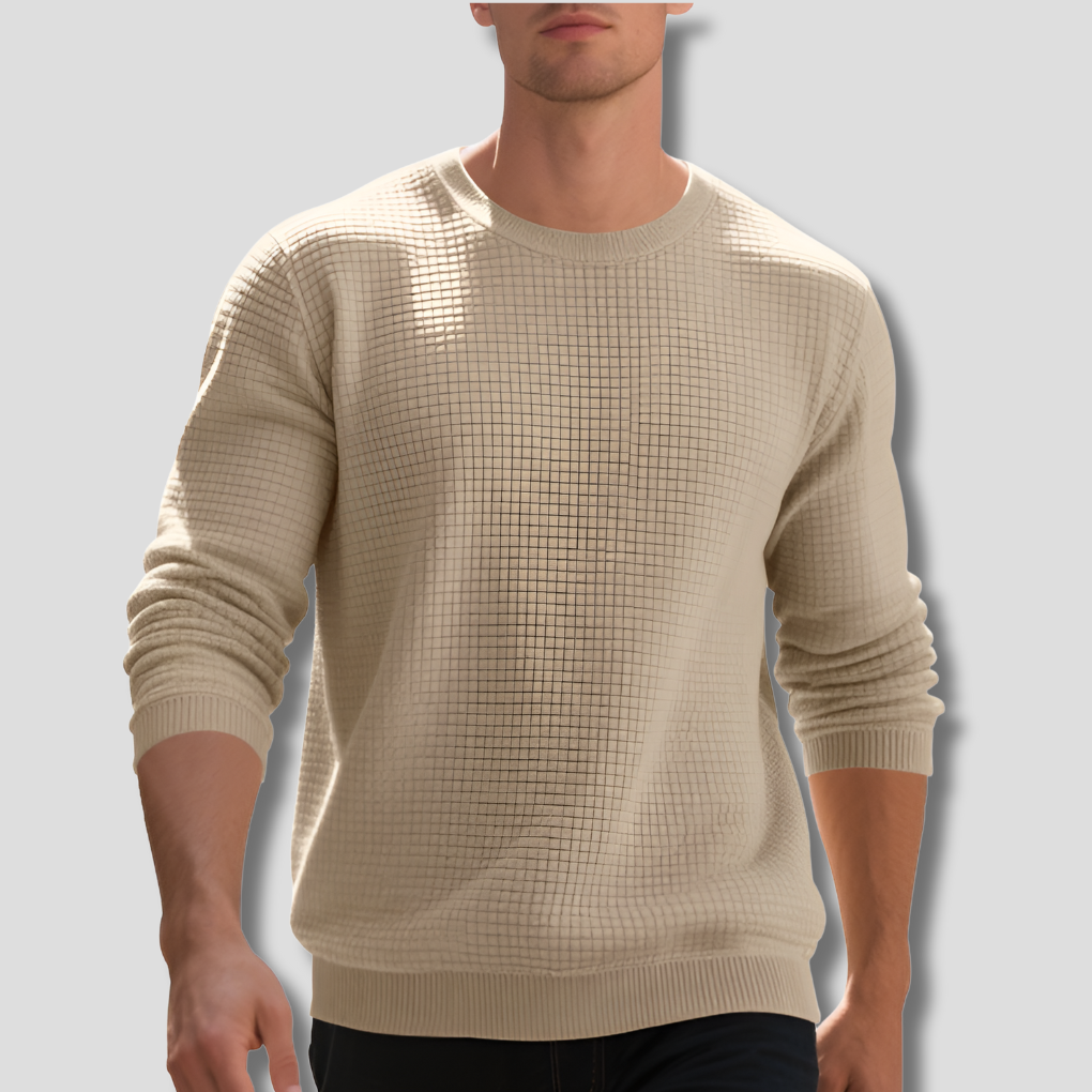 Soft Crew Neck Waffle Sweater for Men - Vossary