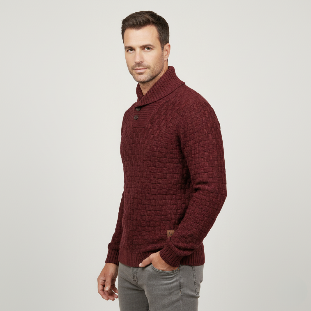 Cozy Button Front Mens Thick Knit Sweater