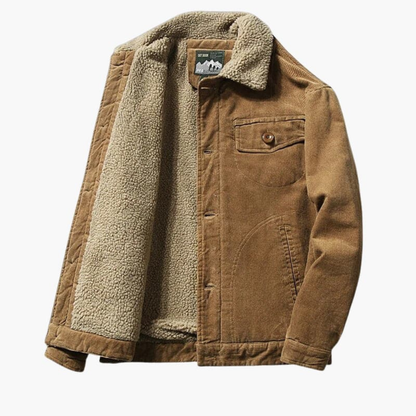 Warm Fleece Lined Mens Corduroy Button Jacket