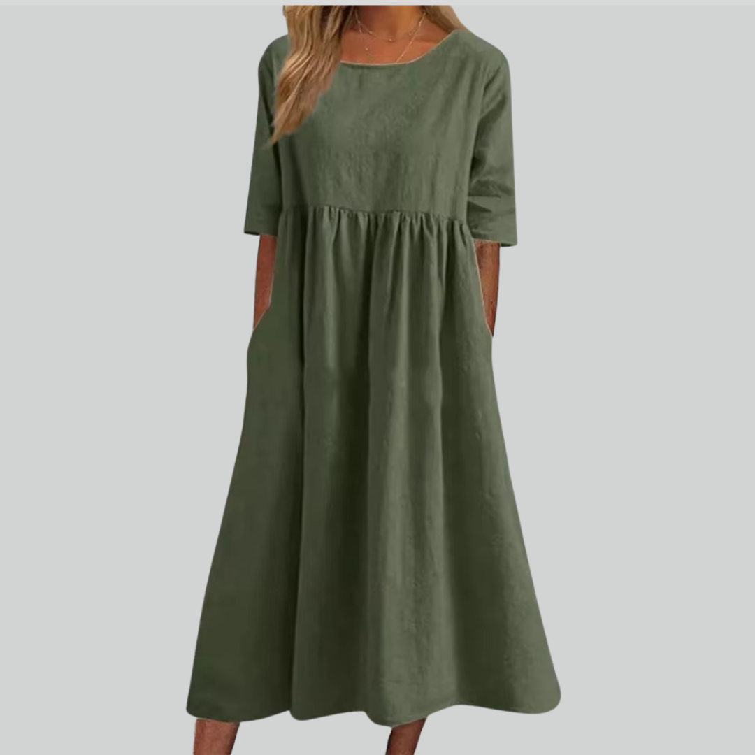 Comfortable Summer Cotton Dress with Pockets
