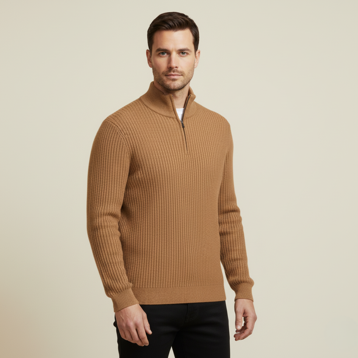Warm Merino Wool Quarter Zip Jumper