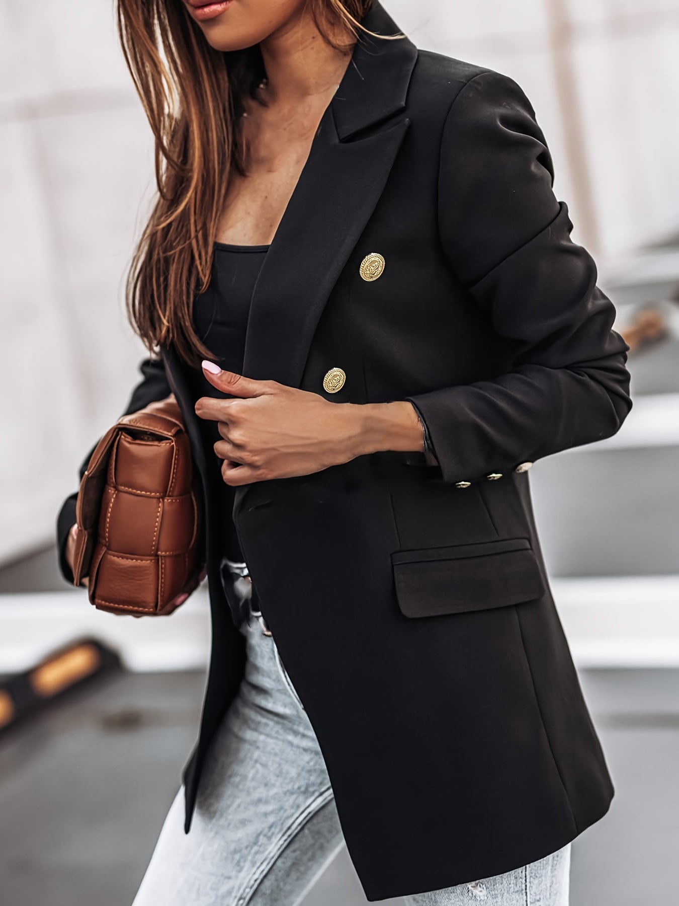 Classic Fit Ladies Jacket with Button Front - Vossary
