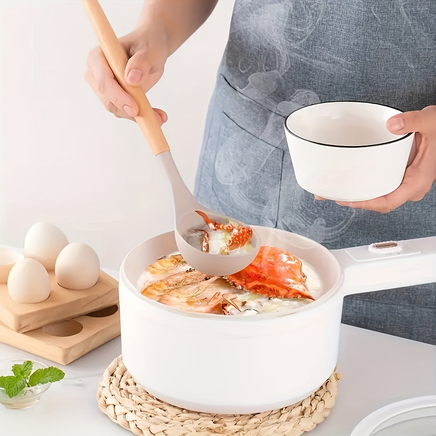 Minimalist Silicone and Wood Utensil Set