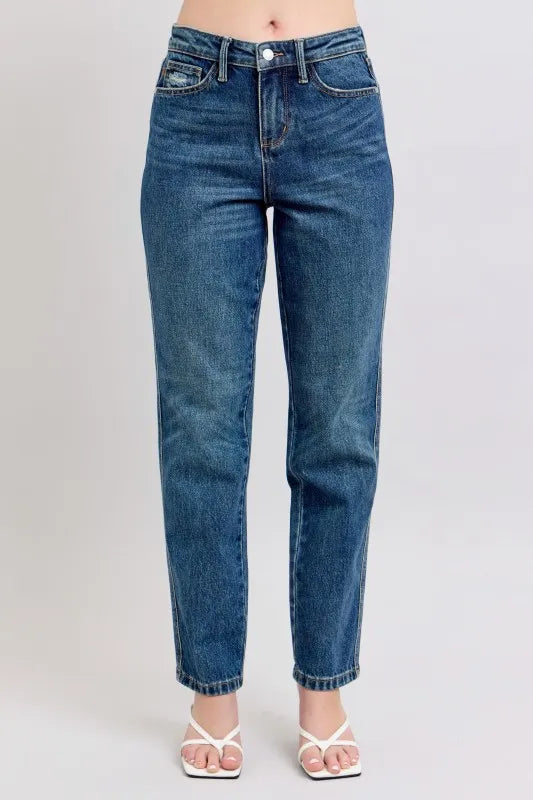 Classic High Waisted Straight Leg Women's Jeans Plus Size - EasyApparels