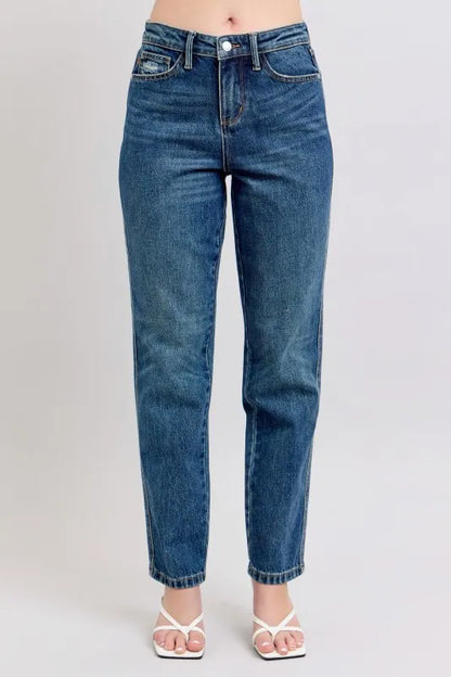 Classic High Waisted Straight Leg Women's Jeans Plus Size - EasyApparels
