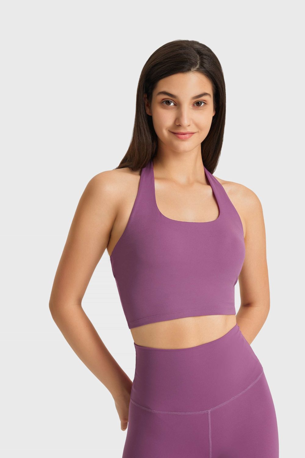 Comfortable Padded Halter Neck Sports Bra - EasyApparels