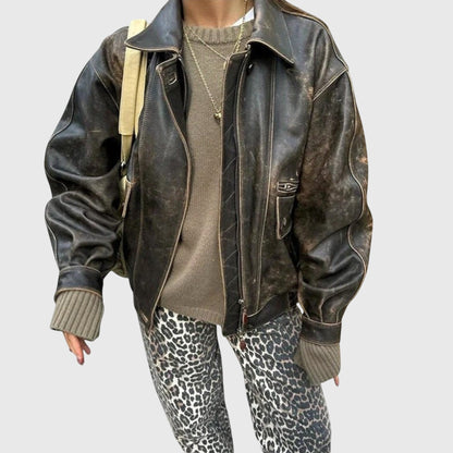 Classic Distressed Denim Leopard Jeans
