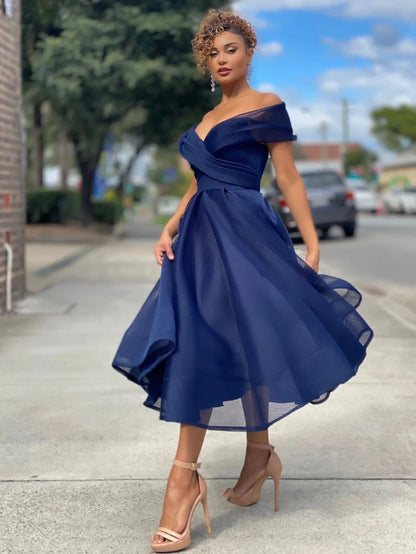 Ladies' Cold Shoulder Midi Dress for Party Wear