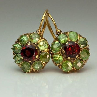 Vintage Emerald and Ruby Drop Earrings