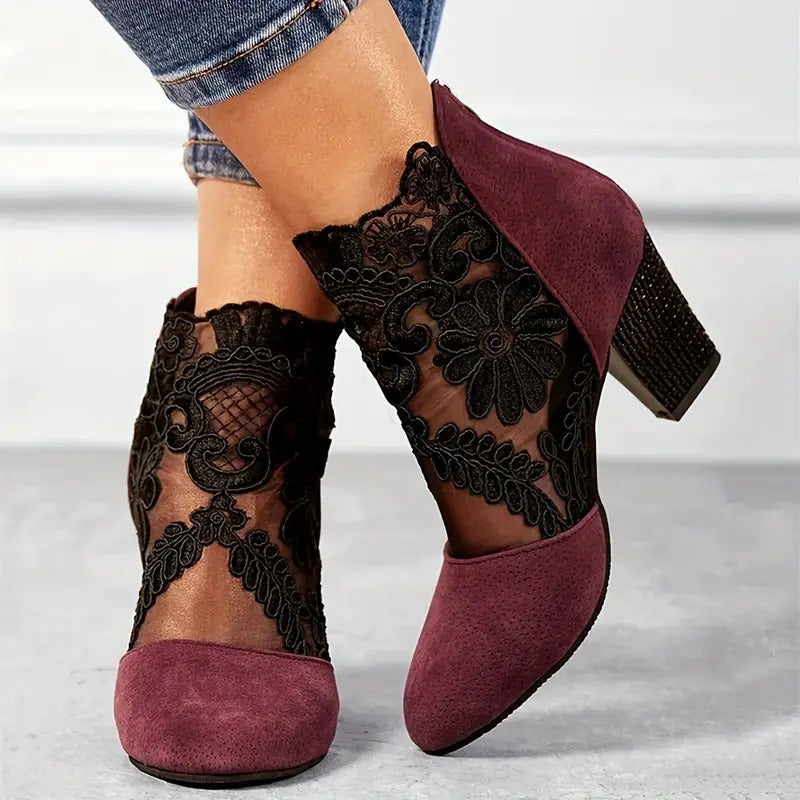 Comfortable Bridal Lace High Heels with Padded Insoles