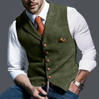Slim Fit Men's Vest with Button Front