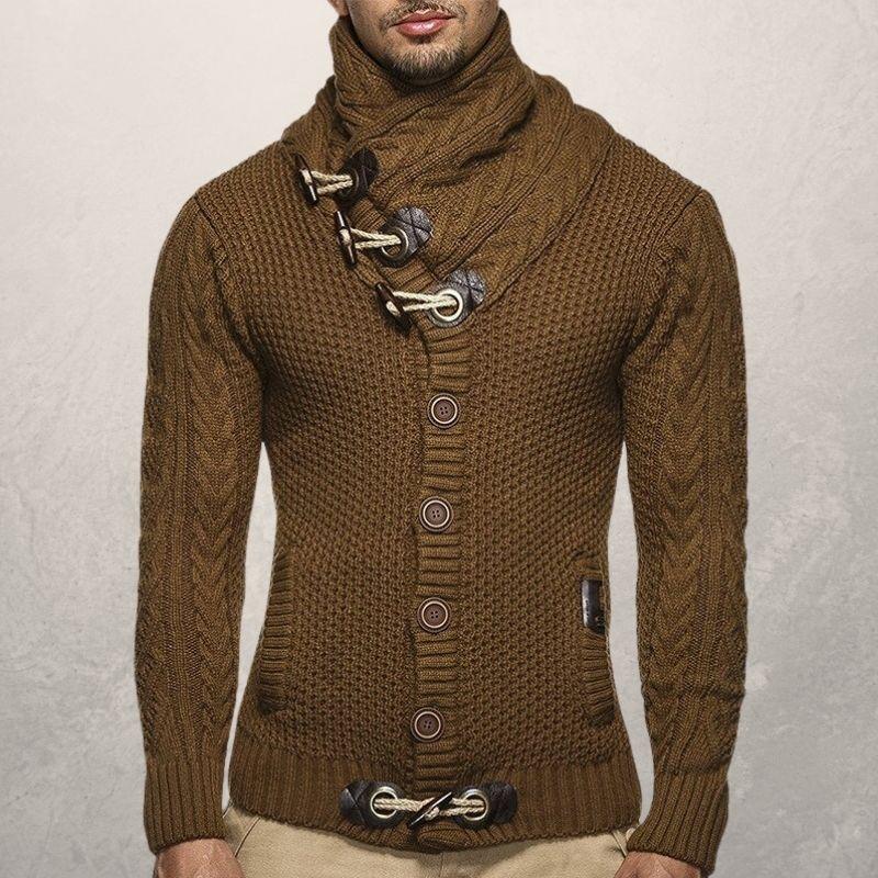 Men's Crew Neck Cable Sweater with Pockets