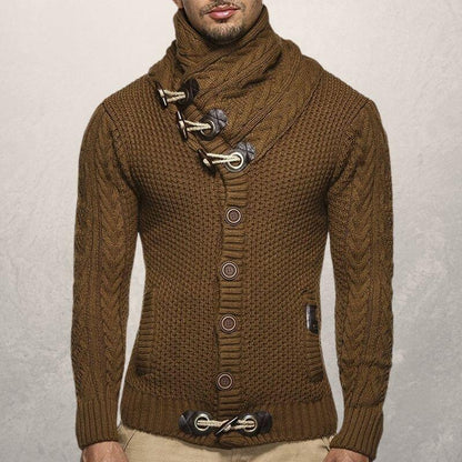 Men's Crew Neck Cable Sweater with Pockets