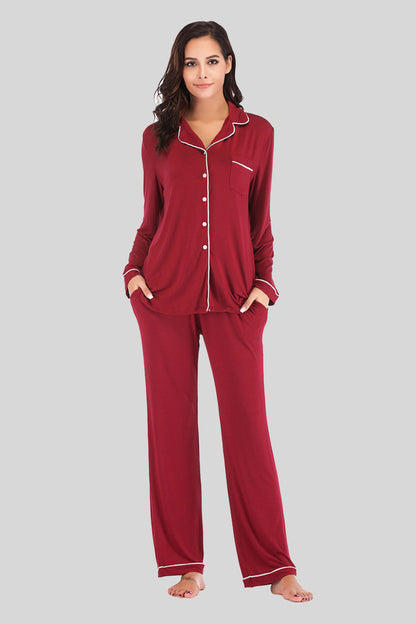 Comfy Crew Neck Pajama Set with Pockets