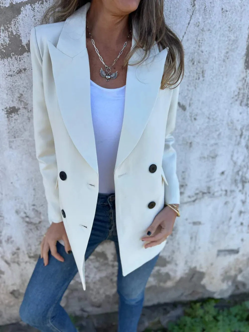 Classic Fit Long Sleeve Button Blazer - EasyApparels