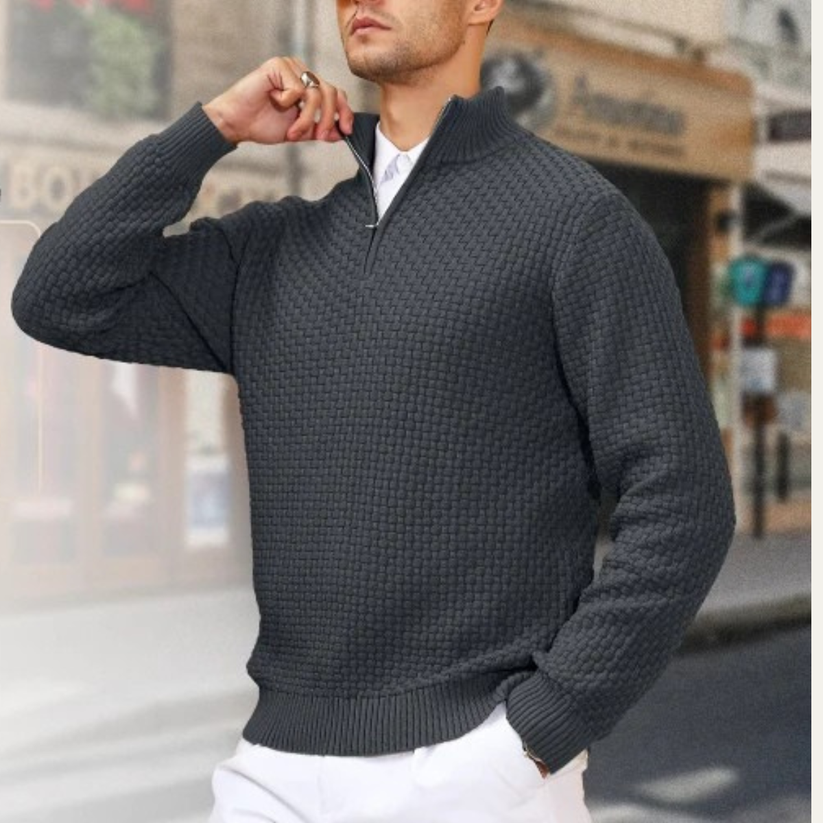 Stylish Men's Cozy Knit Half Zip Sweater