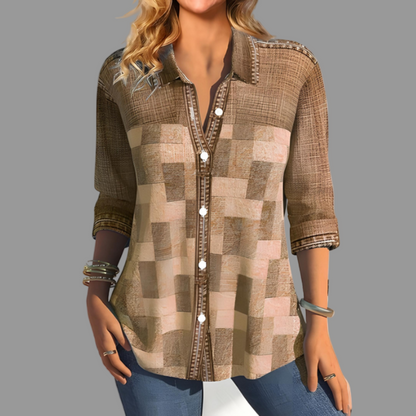 Classic Button Front Casual Blouse - Vossary
